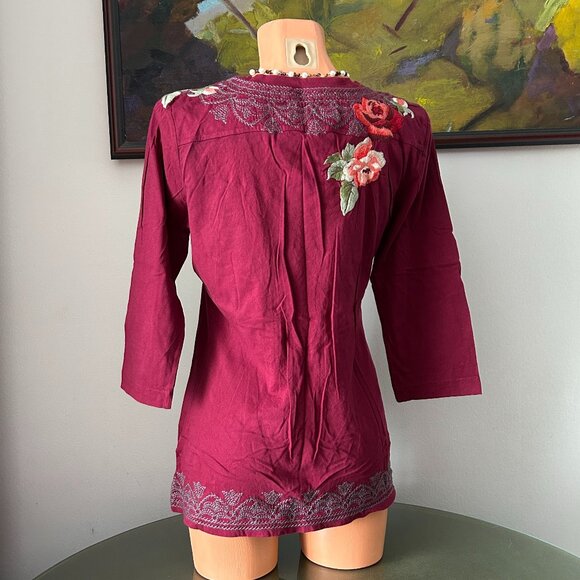 Johnny Was NWOT Embroidered Boho Chic Long-Sleeve Top - Picture 3 of 3
